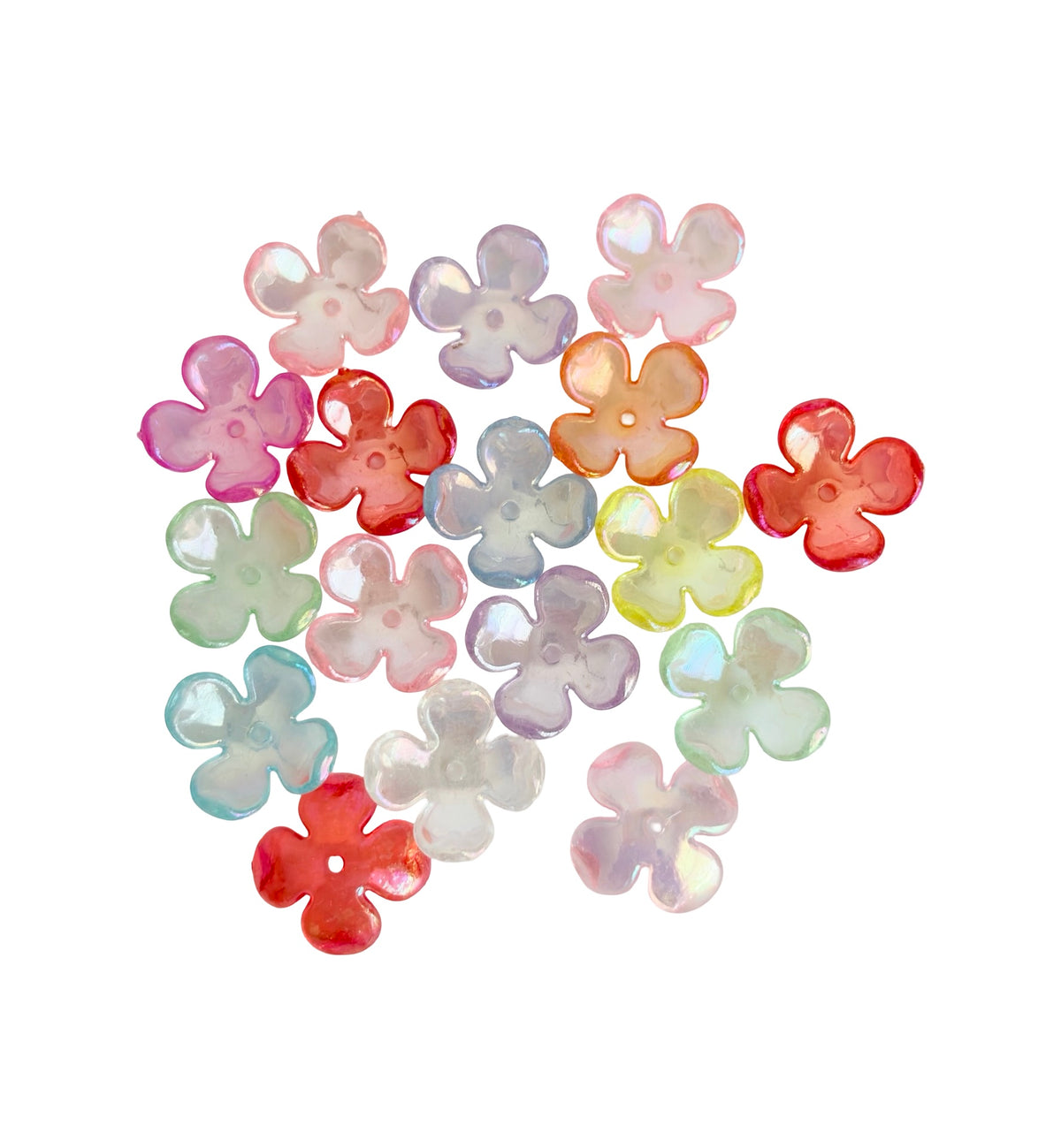 16mm Acrylic Hydrangea Flower Petal Beads (4-Petal) • Pearl-like • Random Mix Colors