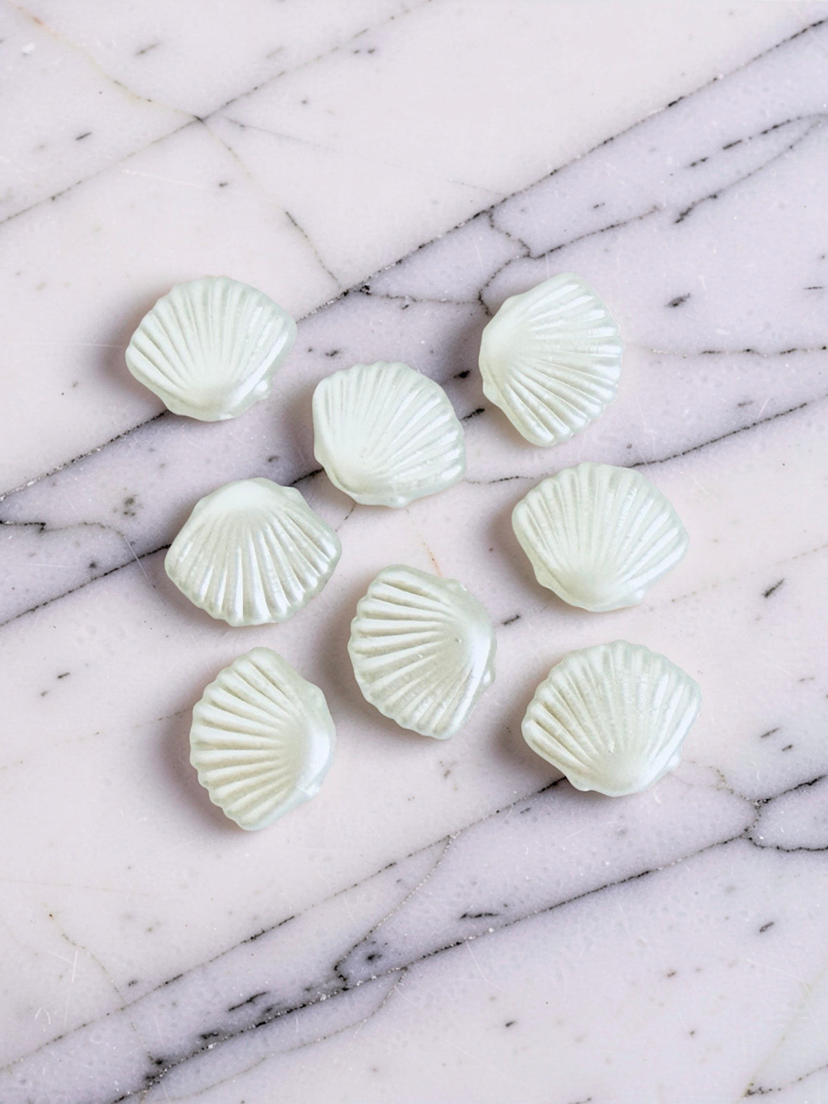 Faux Pearl Clam Shell Beads • 12mm x 10mm • Shell Beads for Jewelry Making