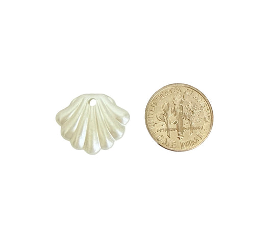 Faux Pearl Clam Shell Beads • 19mm x 16mm • Shell Beads for Jewelry Making