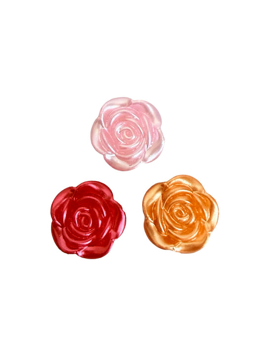 14mm Faux Pearl Rose Beads • Flower Beads for Jewelry Making • Pink, Red & Orange