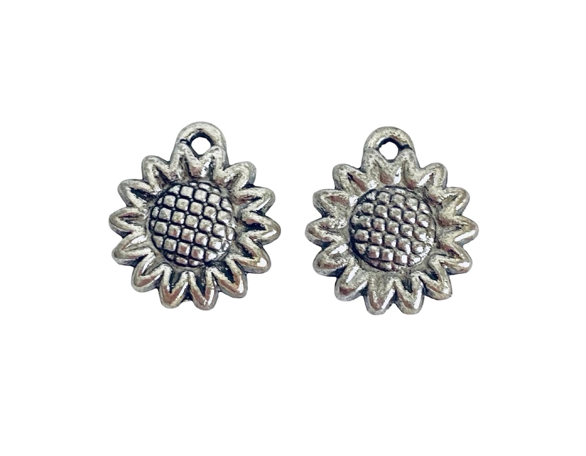 Base Metal Small Sunflower Charm