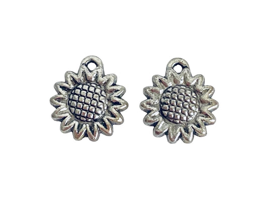 Base Metal Small Sunflower Charm