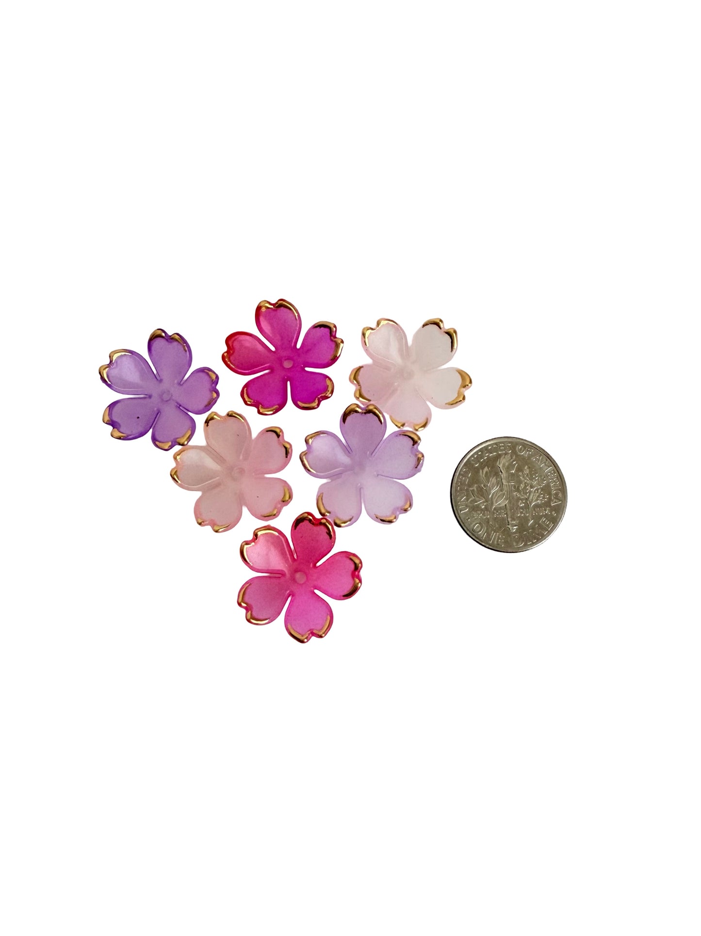 Mixed Pink Cherry Blossom Beads with Gold Trim