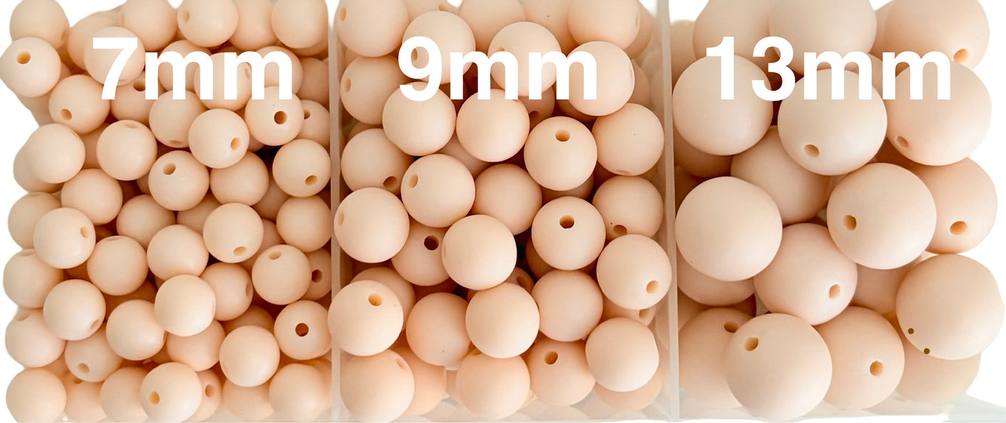 Matte Nude Peach Round Acrylic Beads • Soft Pastel Nude Peach Beads