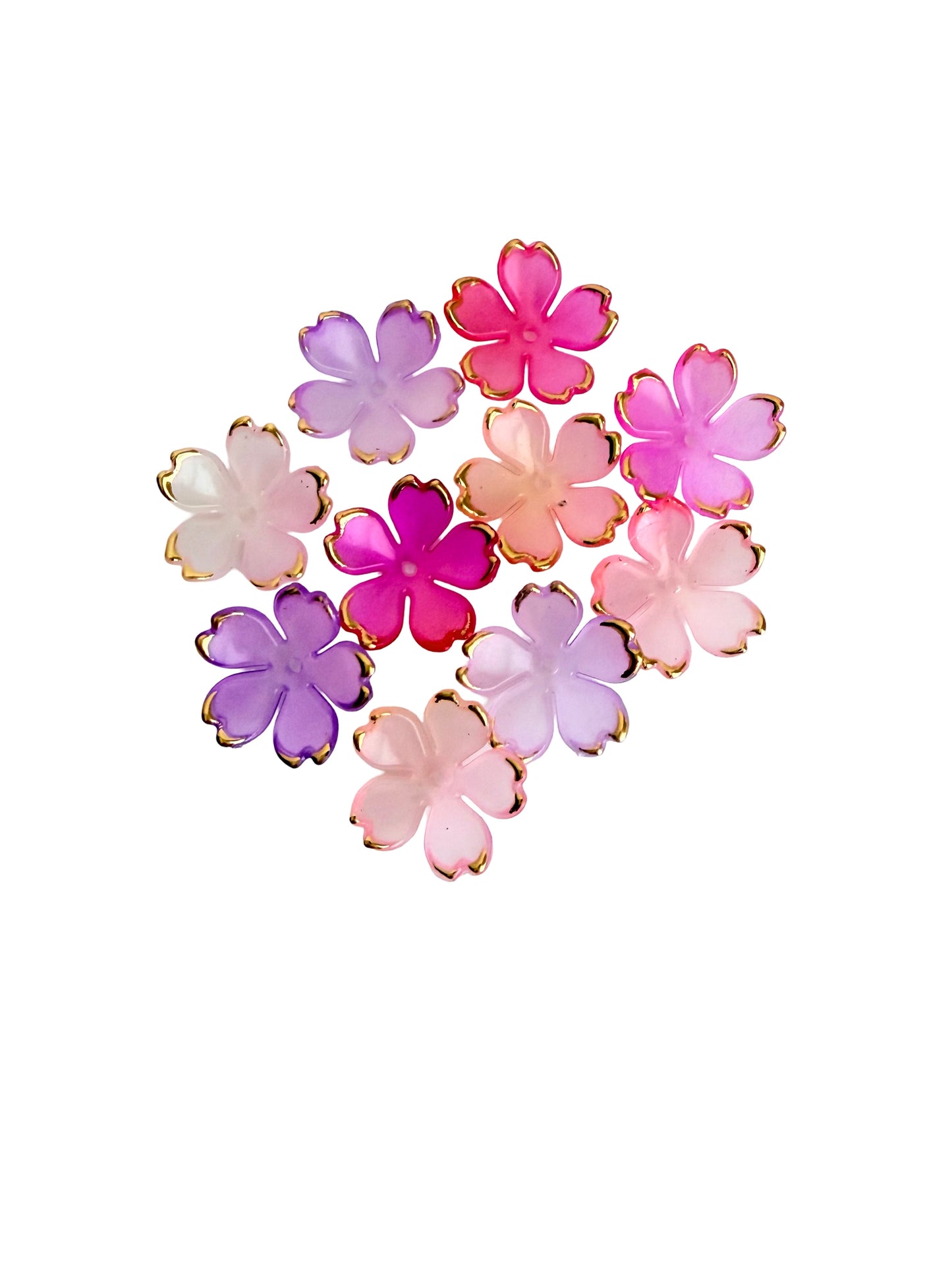 Mixed Pink Cherry Blossom Beads with Gold Trim