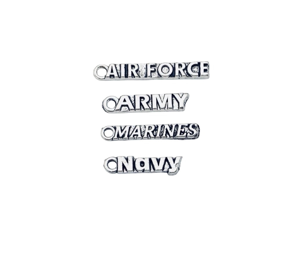 Base Metal Military Charms (Air Force • Army • Marines • Navy)