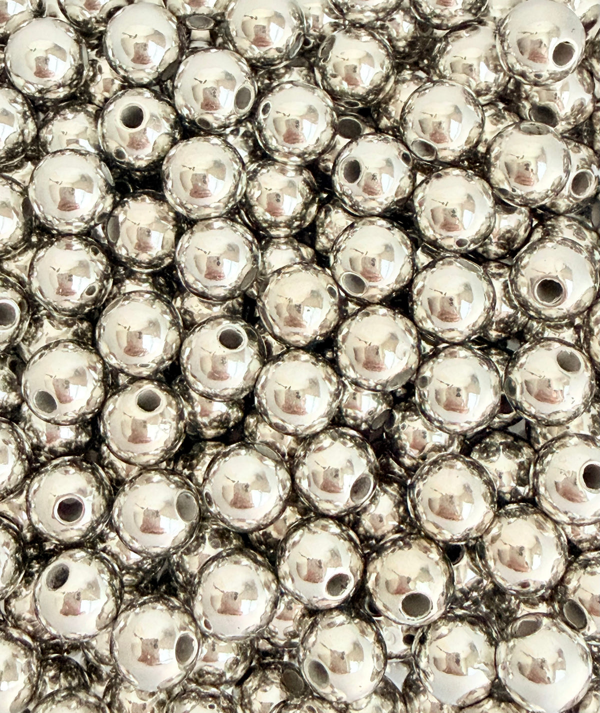 8mm Round Silver Acrylic Beads • Metallic Beads for Jewelry Making