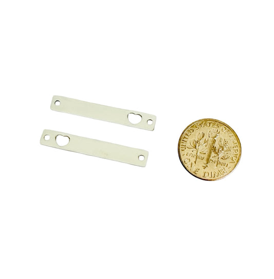 Shiny Stainless Steel Long Bar with Heart Cutout Blank • 5mm x 32mm