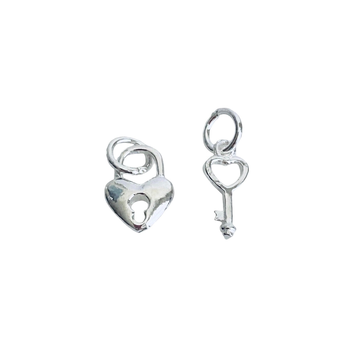 925 Sterling Silver Key & Lock Charm (2 pcs set)