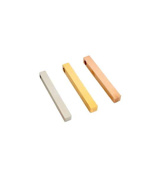 Shiny Long 4-sided Bar Blank • 5mm x 40mm • Stainless Steel, Gold or Rose Gold over Stainless Steel