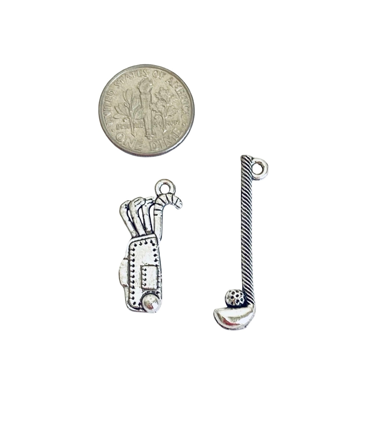 Base Metal Golf Charms (Golf Club • Gold Stick)