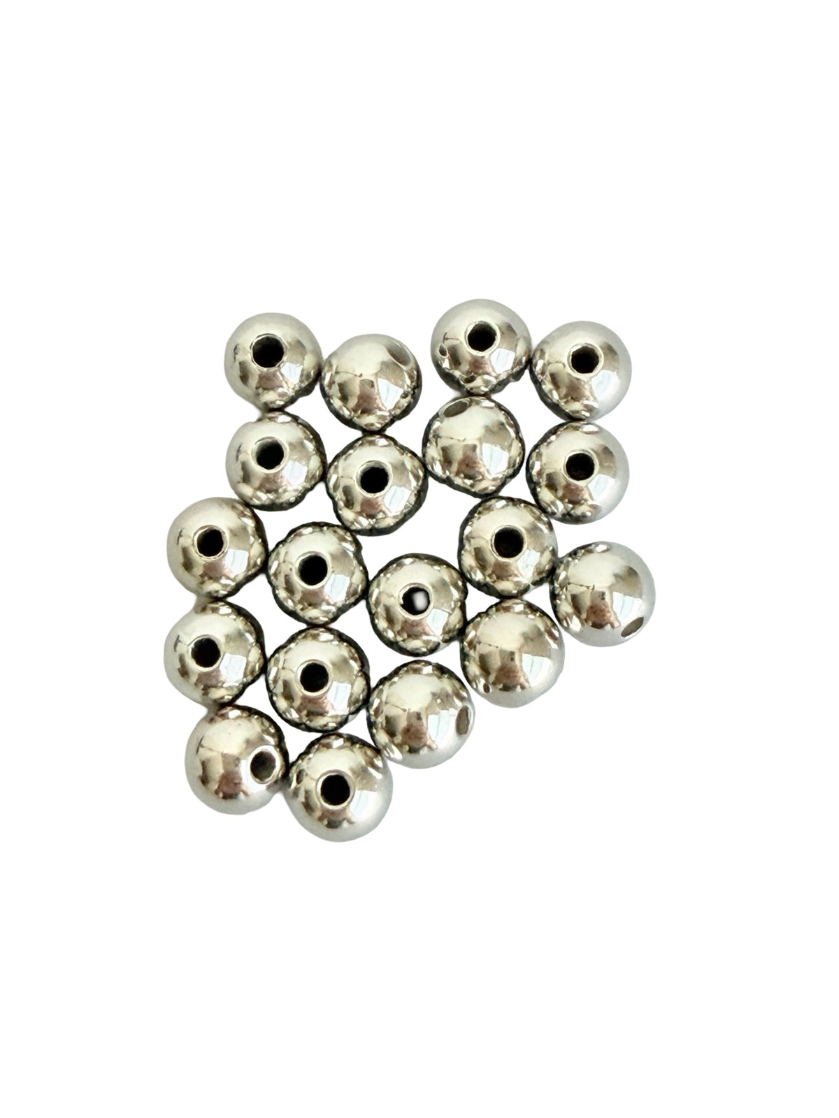 8mm Round Silver Acrylic Beads • Metallic Beads for Jewelry Making