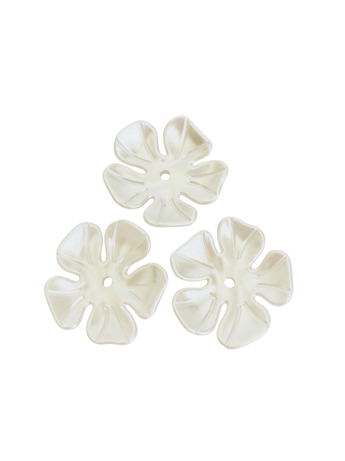 39mm Large Acrylic Faux Pearl 5-Petal Flower Beads • Statement Pearl Flower Beads for Jewelry Making & Crafts