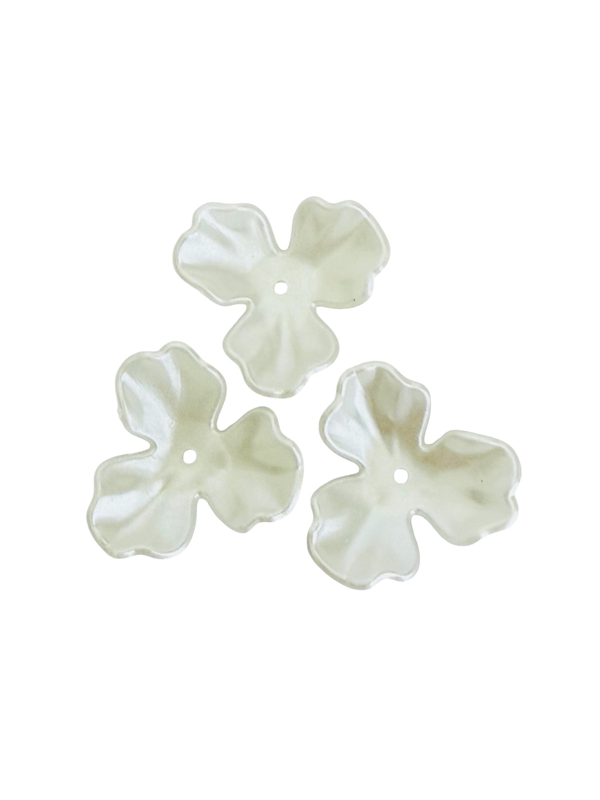 26mm Acrylic Faux Pearl 3-Petal Flower Beads • Large Pearl Flower Beads for Jewelry Making & Crafts