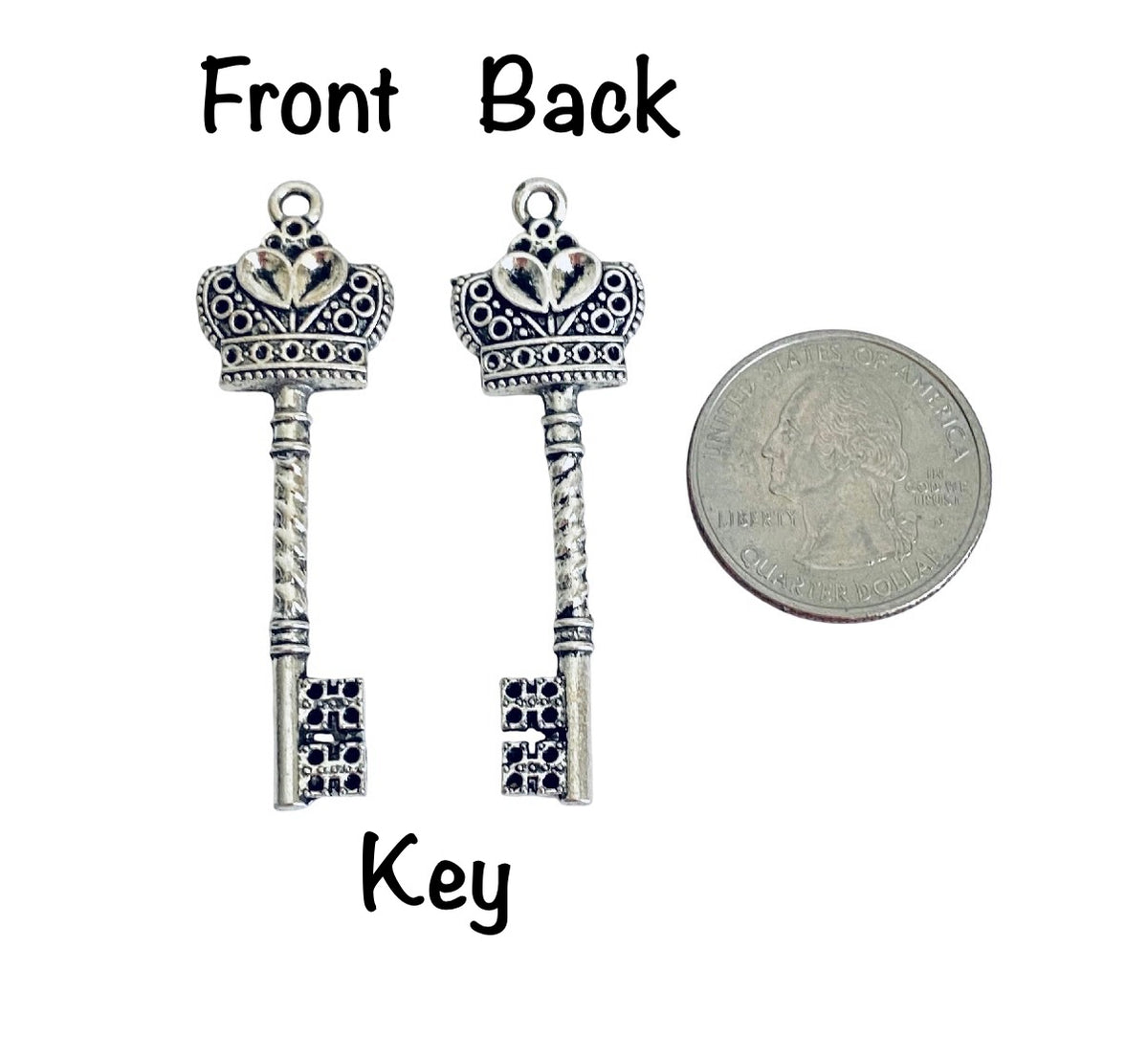 Base Metal LARGE Heart Lock or Key Charm