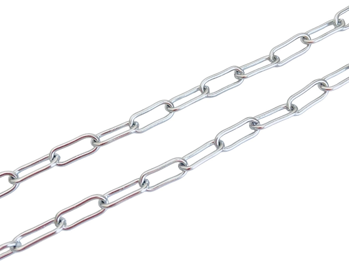 7x17mm Stainless Steel Paperclip Chain • Sold by the Foot
