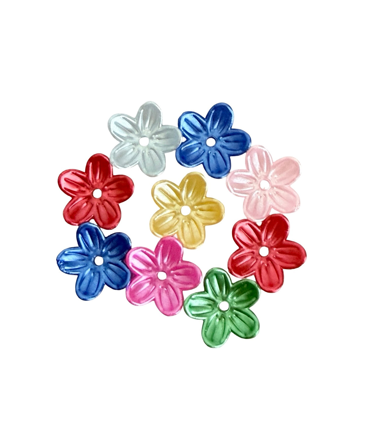 12mm Small 5-Petal Acrylic Flower Beads • Random Bright Colors • Mini Floral Beads for Jewelry Making & Crafts