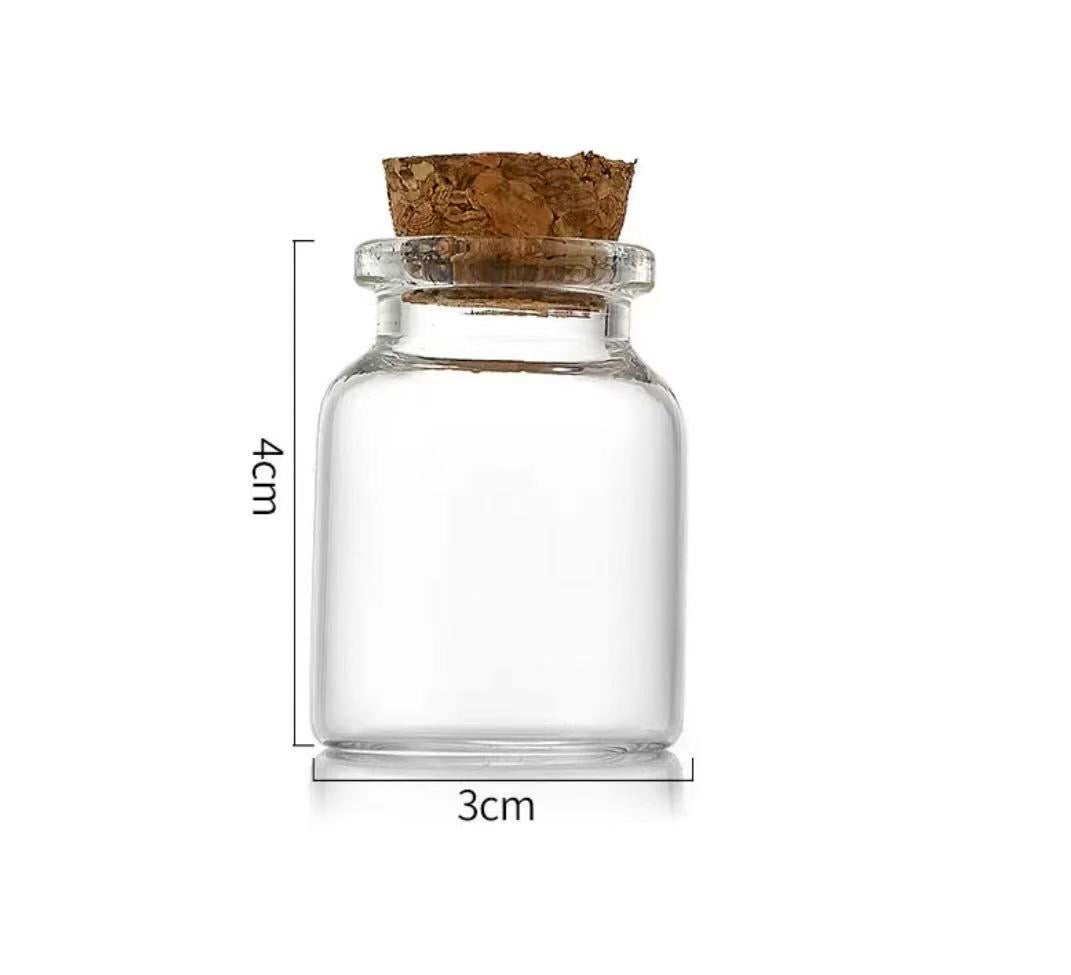 Mini Glass Bottles with Cork Stoppers • Small Clear Glass Vials for Crafts