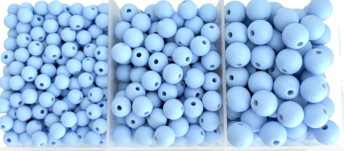 Matte Finish Light Blue Round Beads • 5mm, 7mm & 9mm Acrylic Craft Beads for Jewelry Making & DIY Crafts