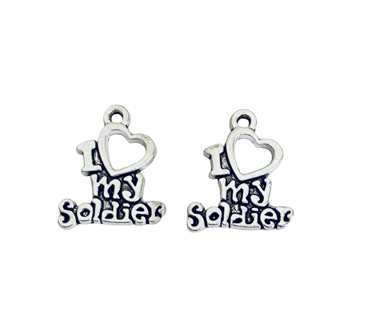 Base Metal I Love My Soldier Charms