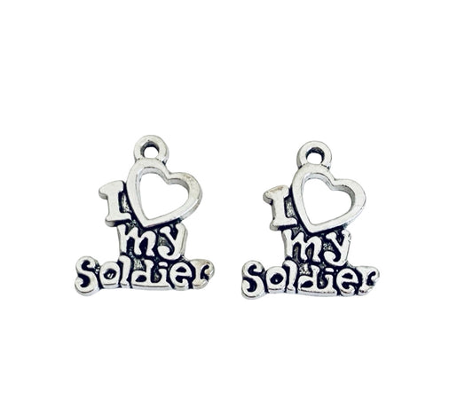 Base Metal I Love My Soldier Charms