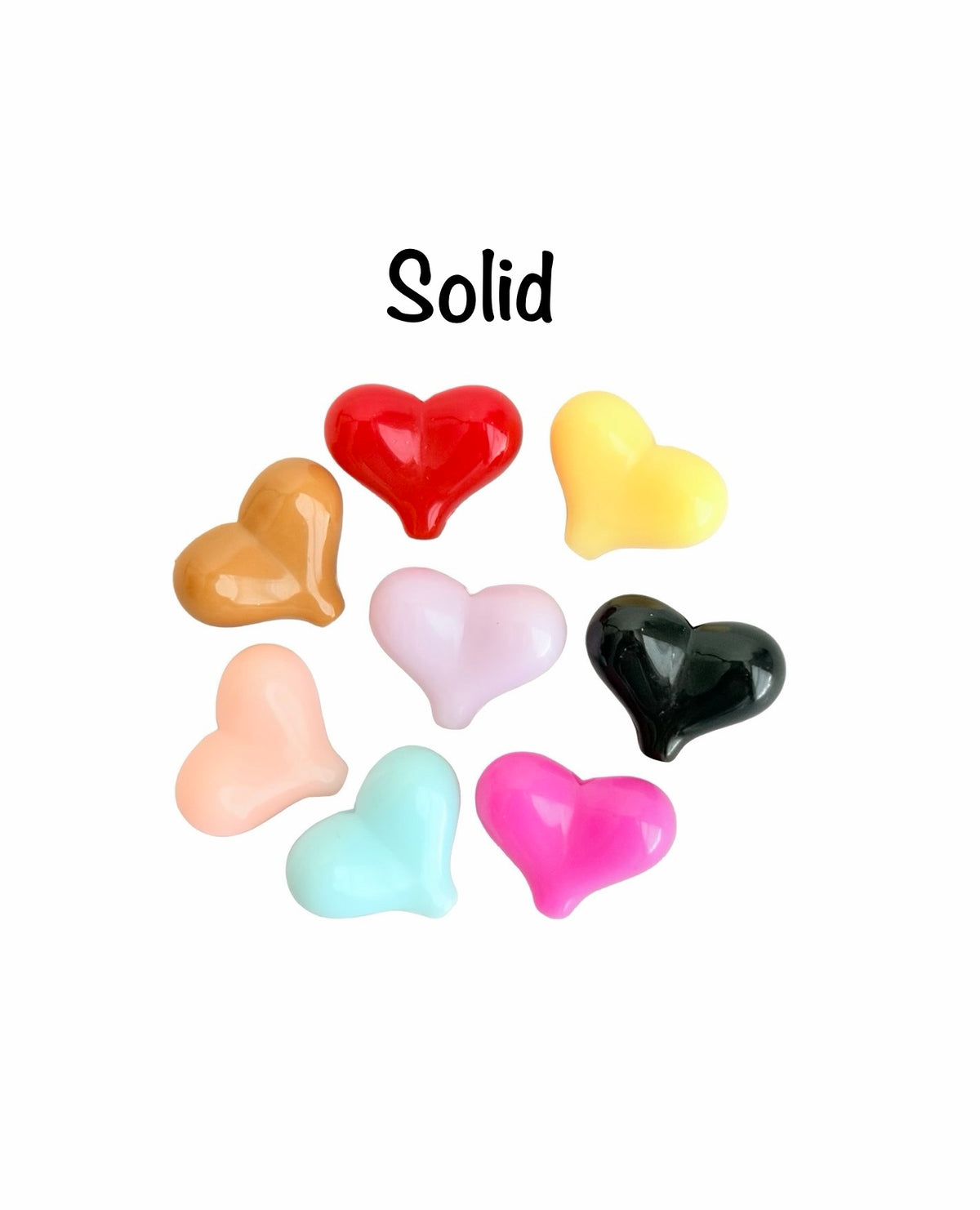 Small Acrylic Puffy Heart Beads • Random Mix of Faux Pearl, Transparent or Solid Colors • Heart Beads for Jewelry Making