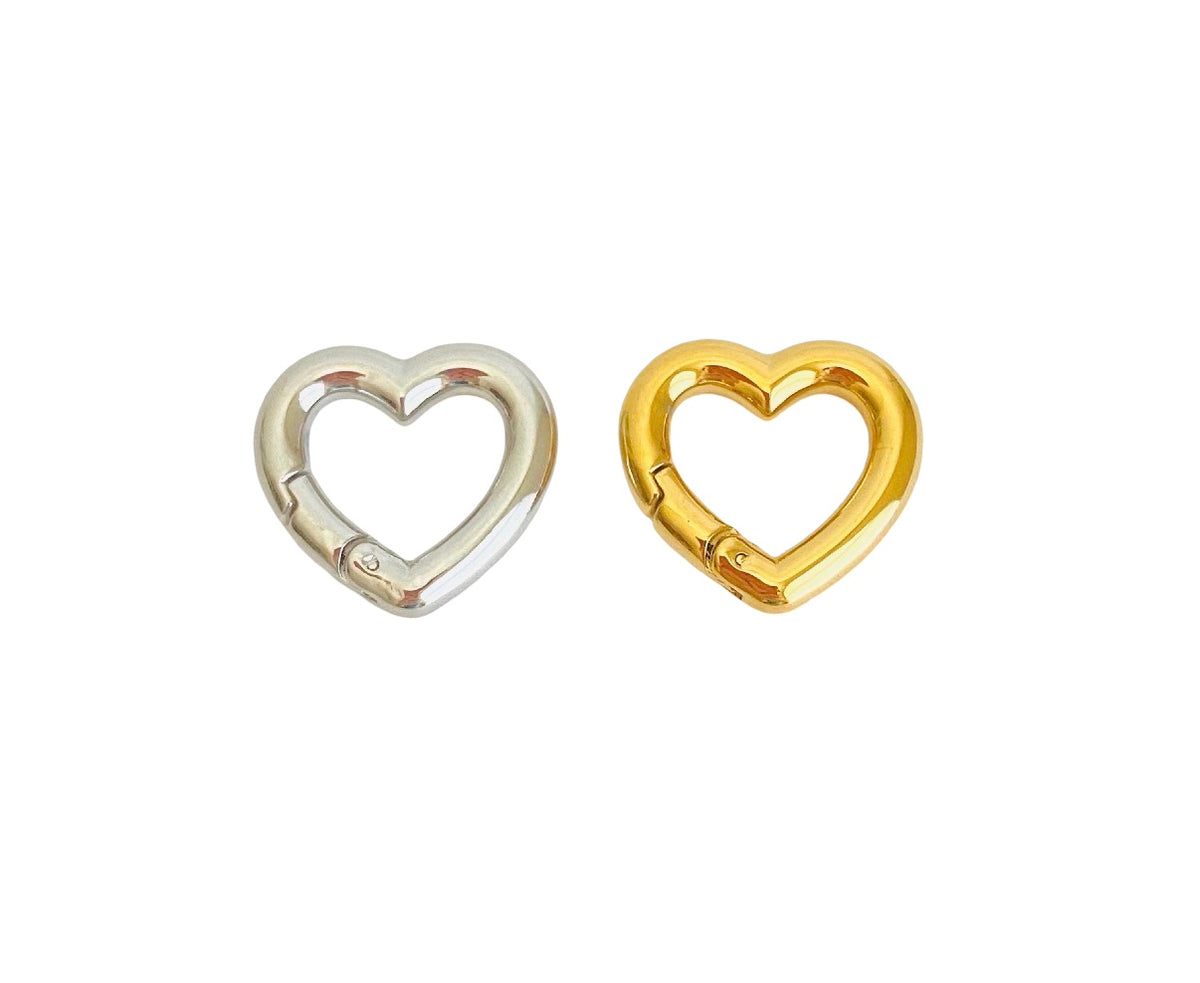 17mm x 16mm Heart Connector Clasp • Stainless Steel • Gold over Stainless Steel • Sold Individually
