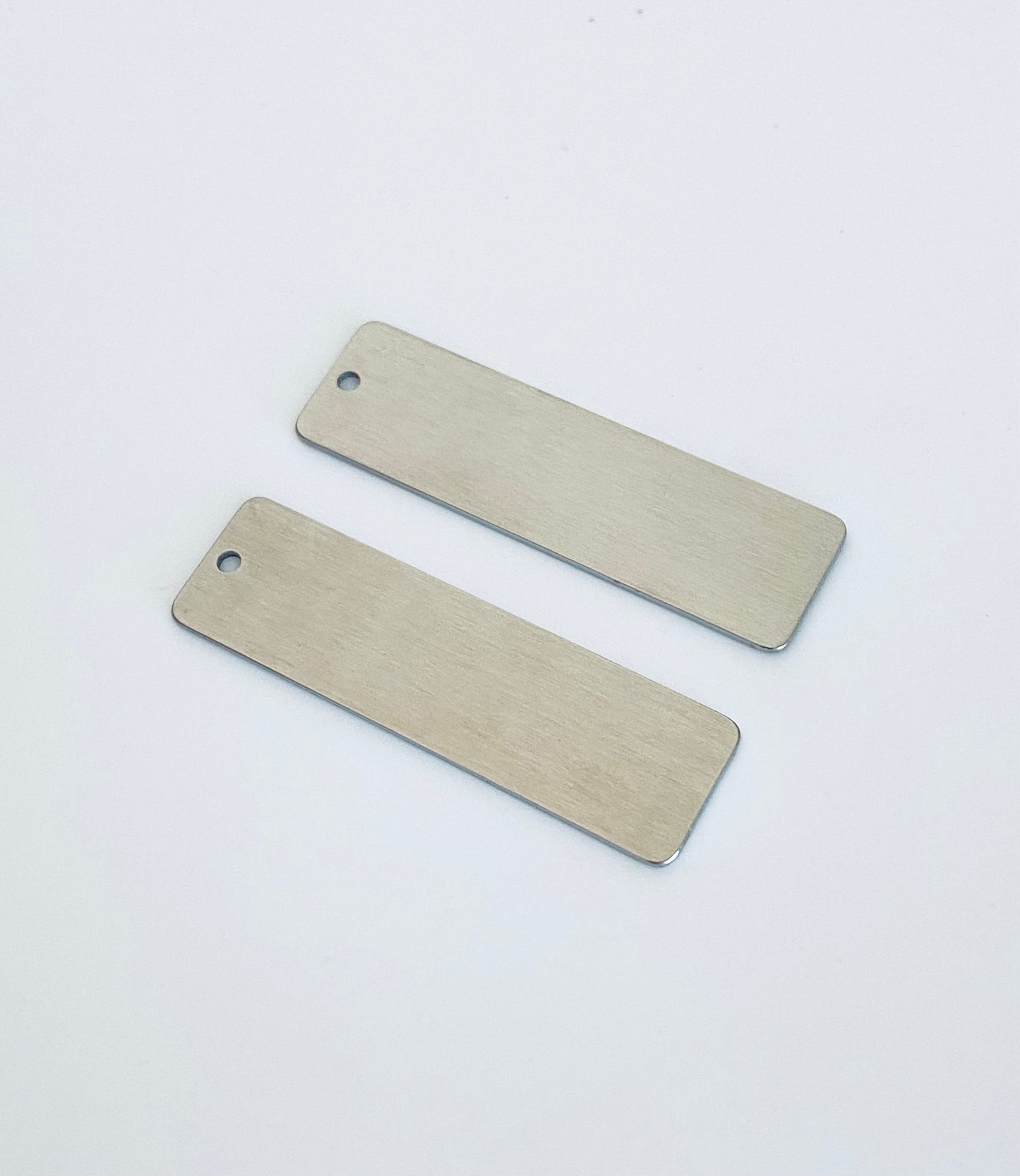 Stainless Steel Long Bar Blank Tag with Matte Finish • Engravable Rectangle Bar Pendant for Jewelry Making & Personalized Gifts