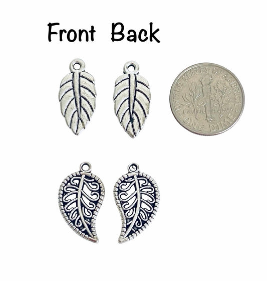 Base Metal Small Leaf Charms (Solid Leaf • Filigree Leaf)