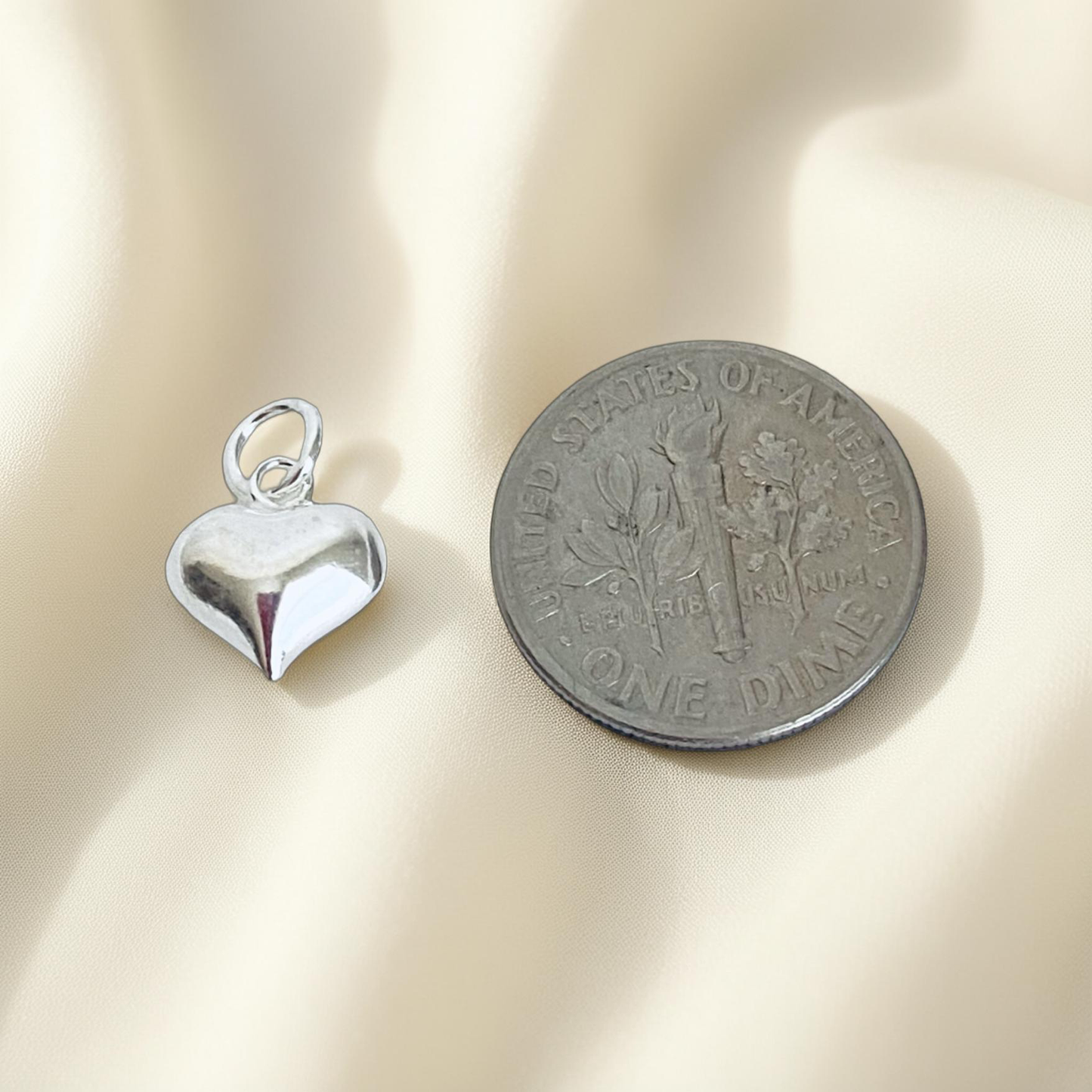 925 Sterling Silver SMALL Heart Charm (8mm x 10mm)