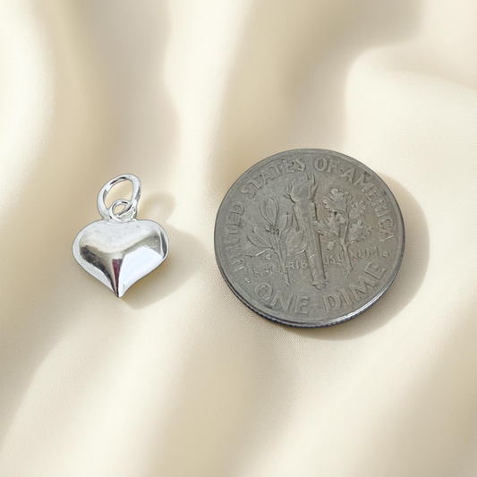 925 Sterling Silver SMALL Heart Charm (8mm x 10mm)