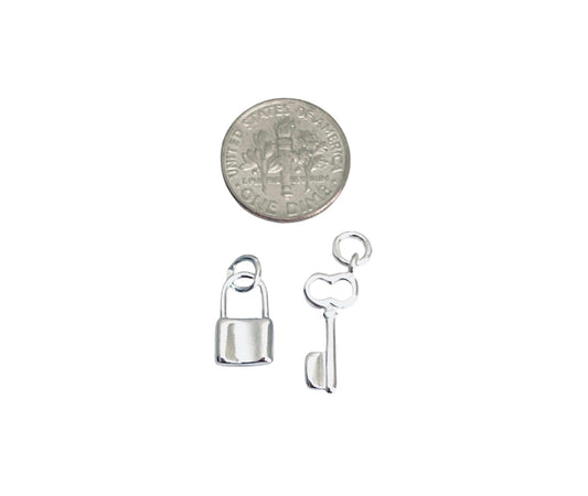 Sterling Silver Key & Lock Charm Set