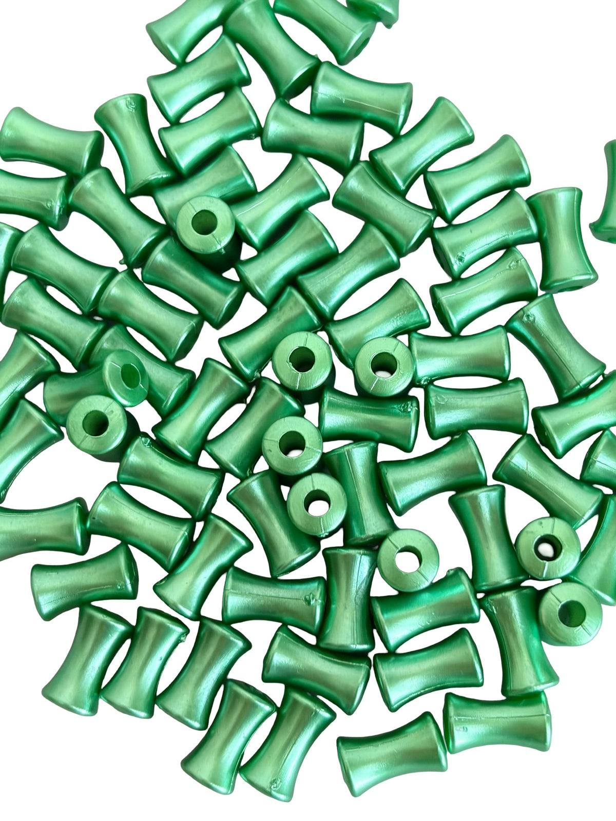 6mm x 11mm Acrylic Bamboo Joint Beads • Dark Green Bamboo Beads for Jewelry Making & Crafts