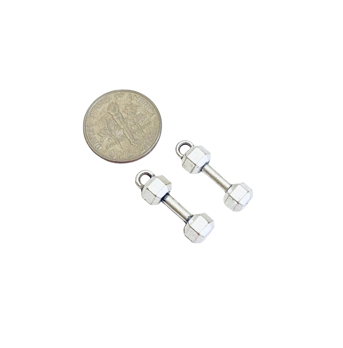Base Metal Small Dumbbell Charms (Curved Dumbbell • Dumbbell)