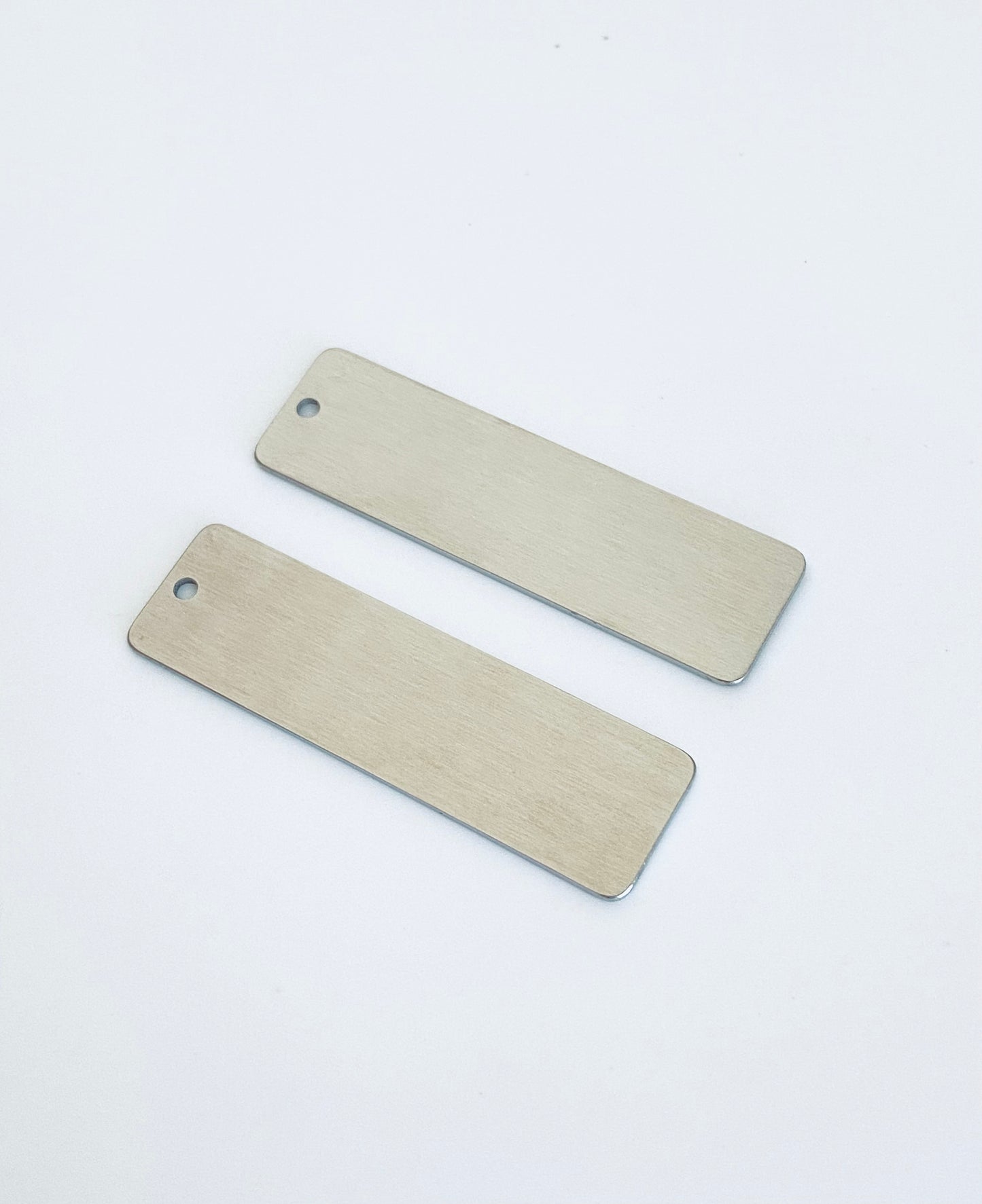 Stainless Steel Long Bar Blank Tag with Matte Finish • Engravable Rectangle Bar Pendant for Jewelry Making & Personalized Gifts