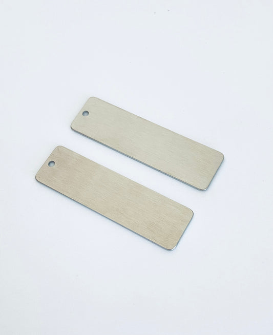 Silver Brushed Stainless Steel Rectangle Blank (16mm x 56mm)