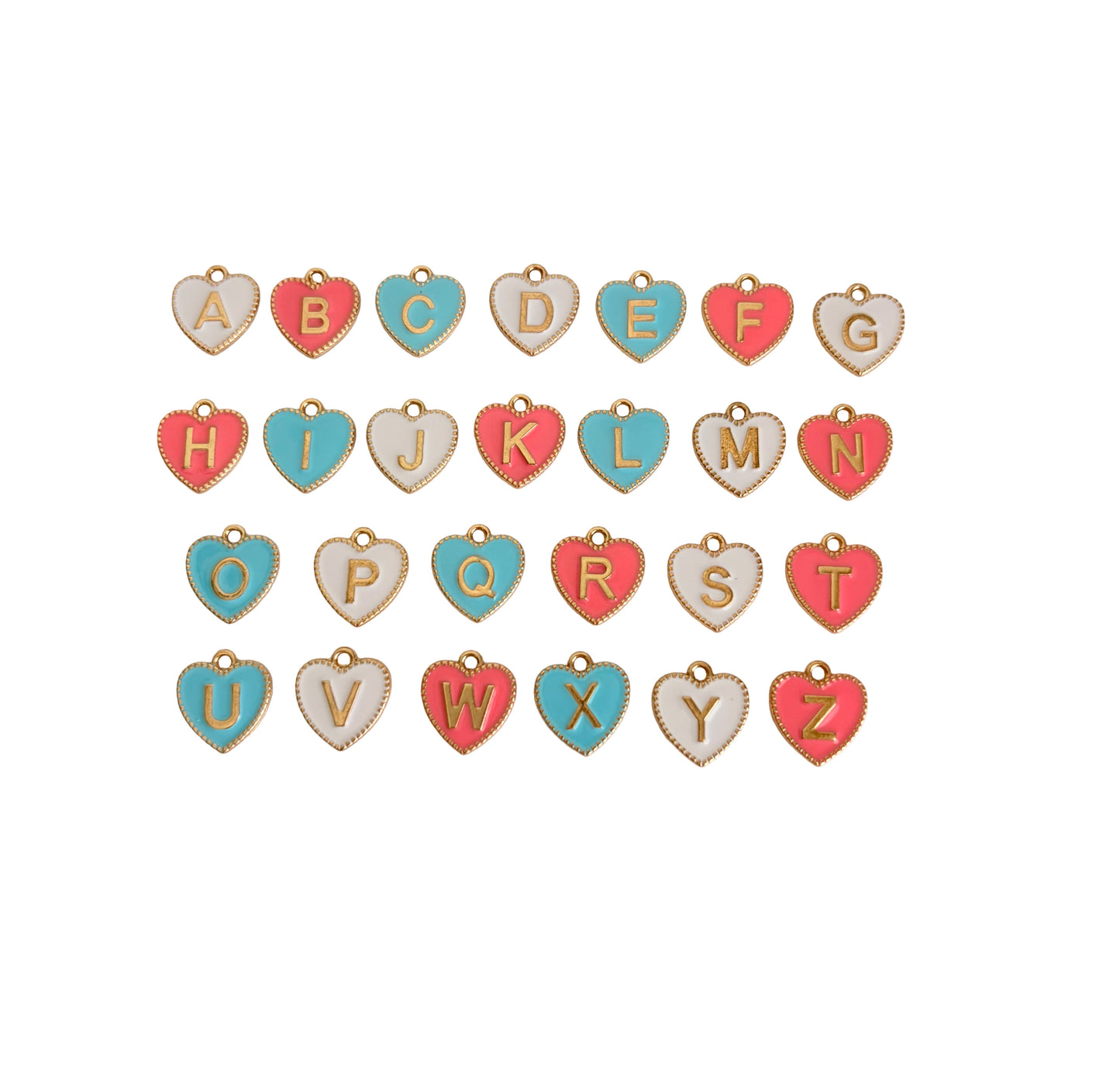 Enamel Alphabet Heart Charms • Color Initial Letter Charms for Jewelry Making & DIY Accessories