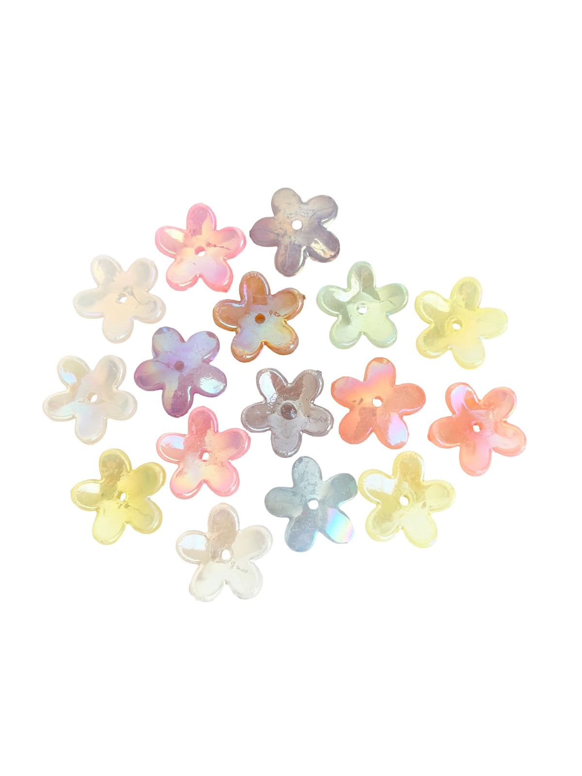 16mm 5-Petal Acrylic Flower Beads • Random Mix Color Flower Petal Beads for Jewelry Making & Crafts