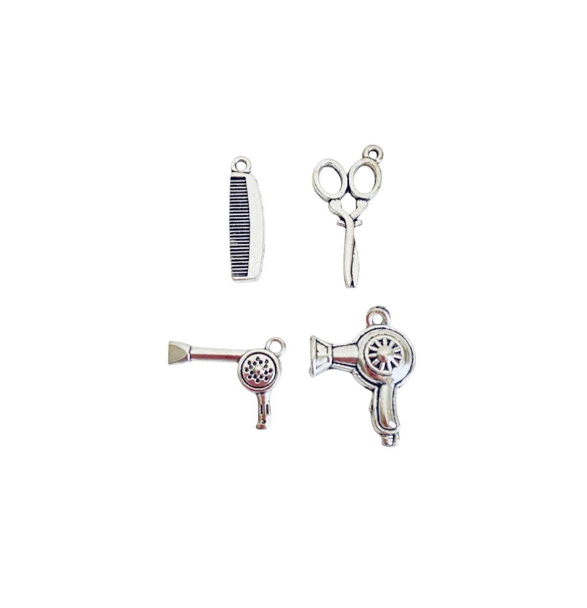 Base Metal Hair Salon Charms (Comb • Scissors • Hair Dryer)