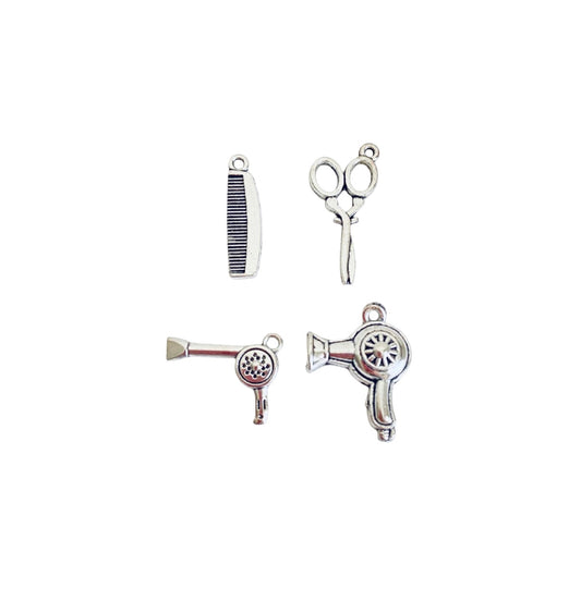 Base Metal Hair Salon Charms (Comb • Scissors • Hair Dryer)