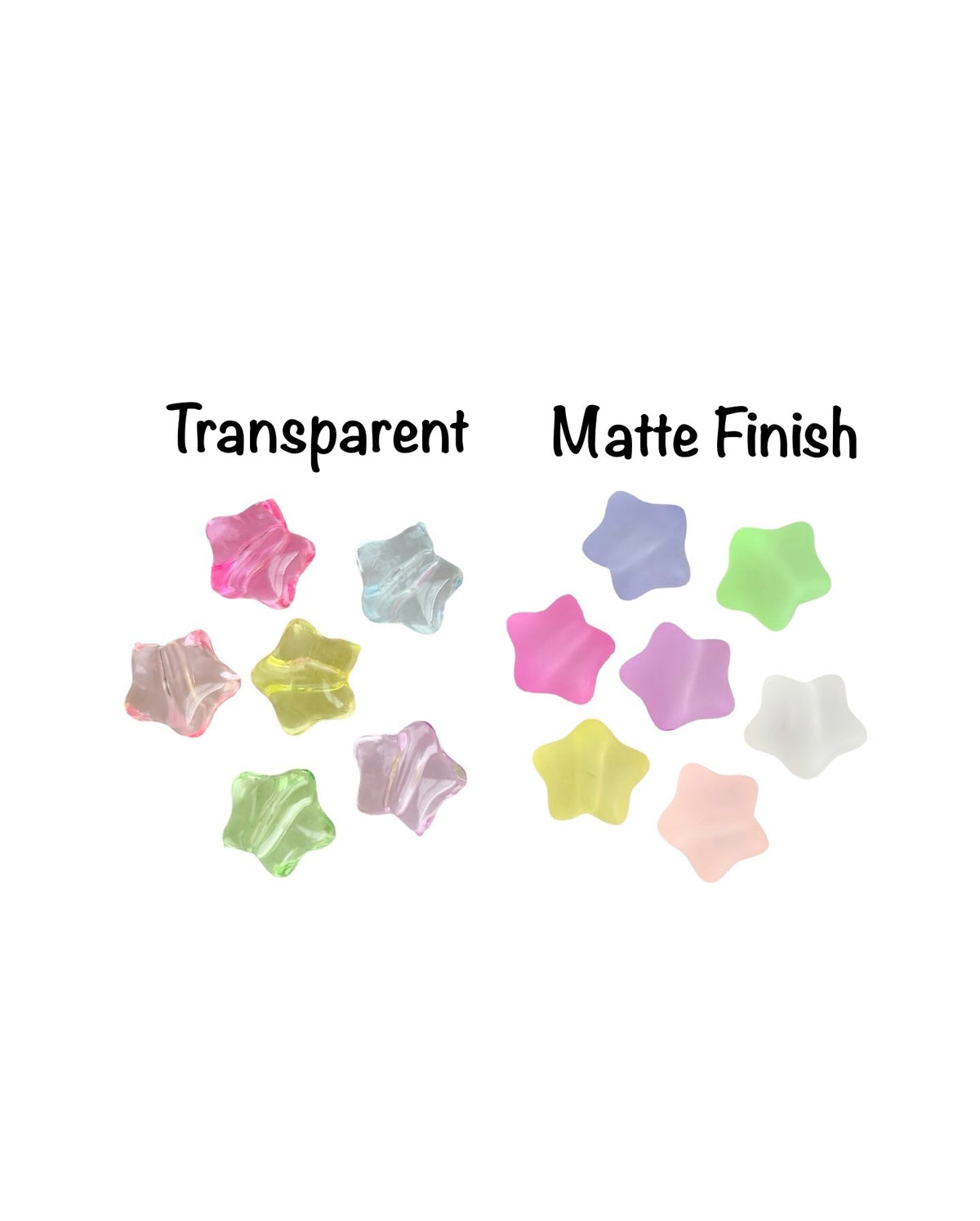 12mm Acrylic Puffy Star Beads • Random Assortment of Transparent or Matte Finish • Star Beads for Jewelry Making