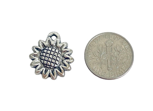 Base Metal Small Sunflower Charm