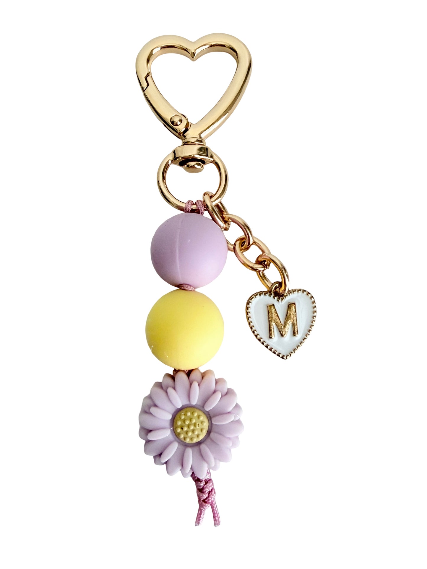 Personalized Daisy Flower Bag Charm • Silicone Bead Purse Charm Keychain