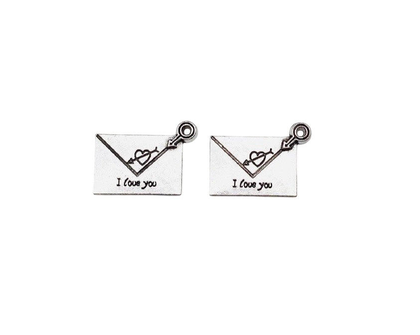 Base Metal I Love You Envelope Charms