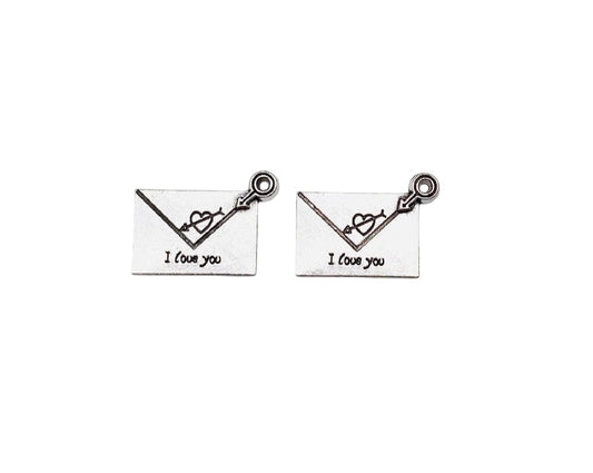 Base Metal I Love You Envelope Charms
