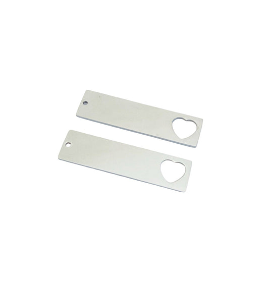 Shiny Stainless Steel Heart Cutout Blank • 13mm x 50mm