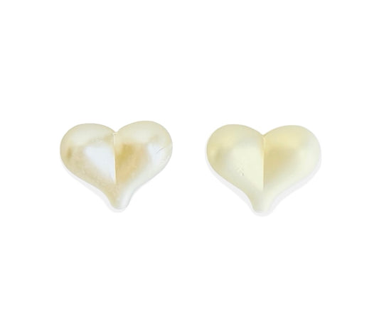 Faux Pearl Large Puffy Heart Beads • Off White or Light Gold Sheen • Heart Beads for Jewelry Making