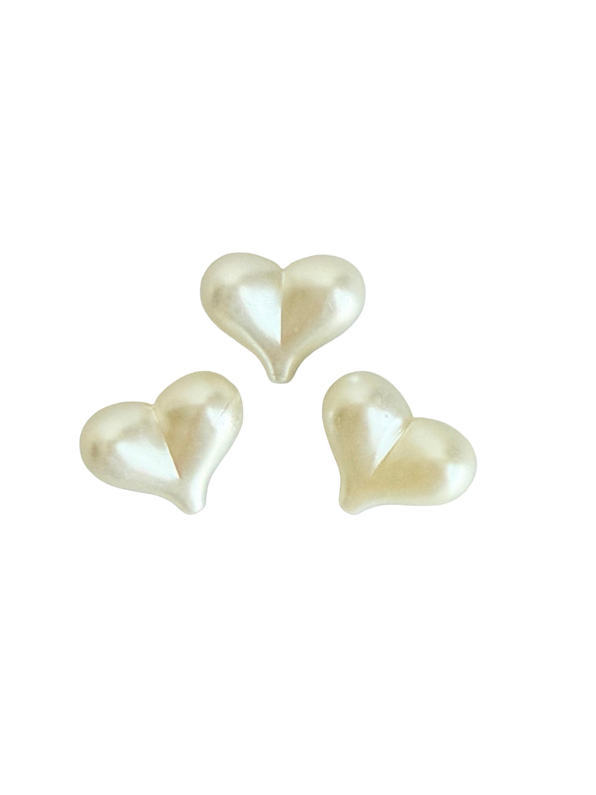 Faux Pearl Large Puffy Heart Beads • Off White or Light Gold Sheen • Heart Beads for Jewelry Making
