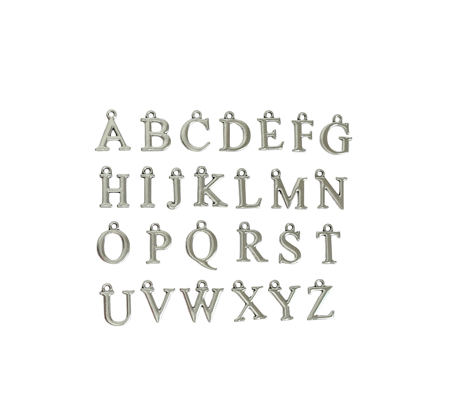 Base Metal Alphabet Charms • Letter Charms for Jewelry Making & DIY Accessories
