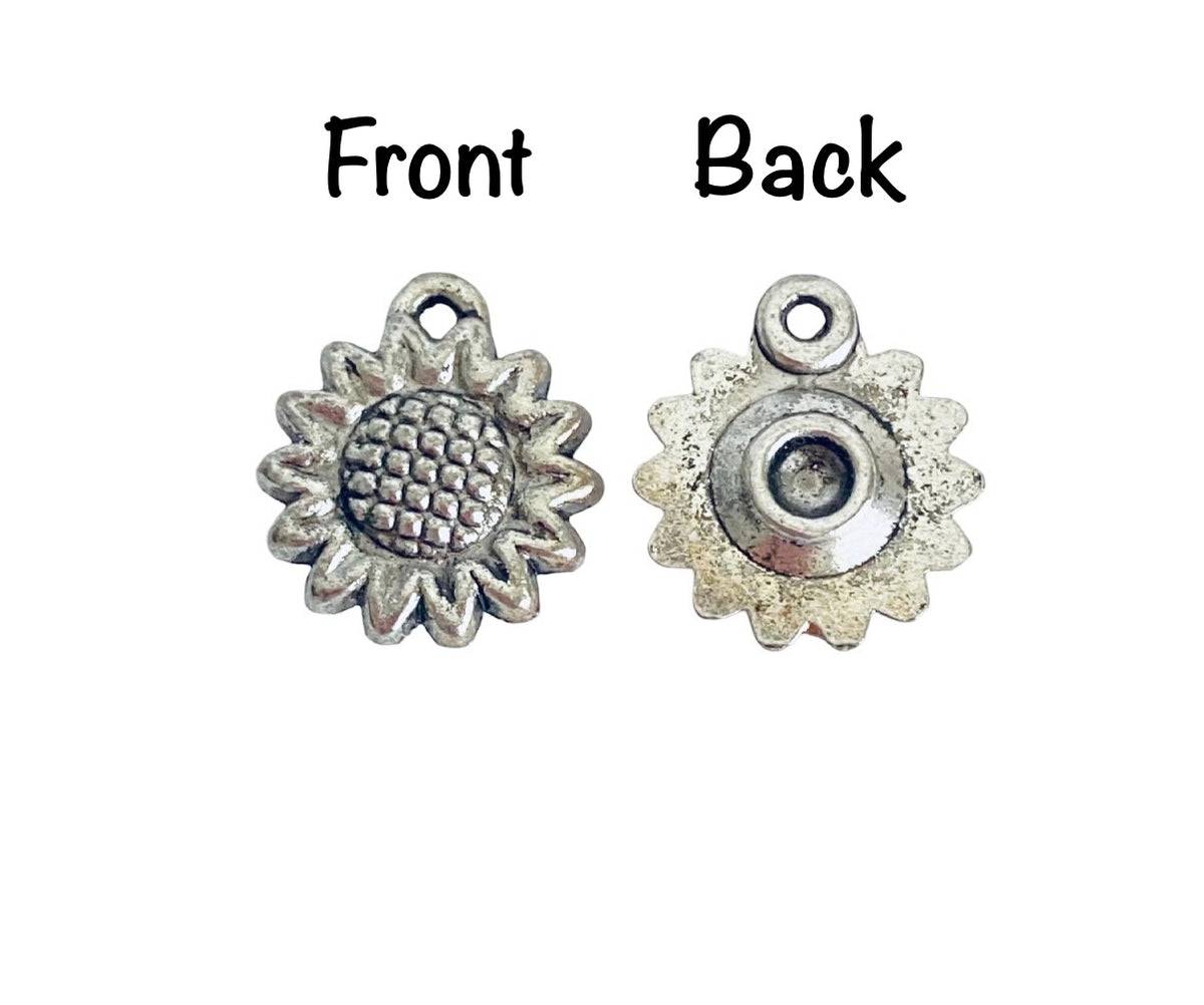 Base Metal Small Sunflower Charm